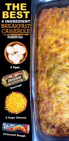 the best breakfast casserole recipe in a plastic container with instructions on how to make it