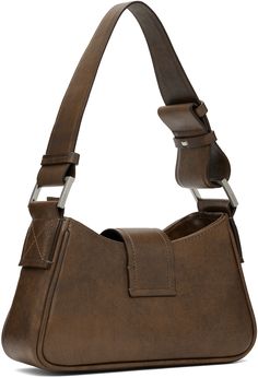 Buffed leather shoulder bag in brown. · Fading and subtle distressing throughout · Adjustable shoulder strap · Logo hardware at face · Magnetic foldover flap · Zip closure · Logo-woven twill lining · Logo-engraved silver-tone hardware · H5 x W9.25 x D2.75 Supplier color: Brown faded Vintage Leather Shoulder Bag With Gunmetal Hardware, Vintage Shoulder Bag With Gunmetal Hardware For Daily Use, Vintage Brown Bags With Gunmetal Hardware, Luxury Brown Shoulder Bag With Gunmetal Hardware, Brown Shoulder Bag With Silver-tone Hardware, Vintage Leather Bags With Gunmetal Hardware, Brown Rectangular Shoulder Bag With Gunmetal Hardware, Vintage Satchel Shoulder Bag With Gunmetal Hardware, Brown Satchel Hobo Bag With Silver-tone Hardware