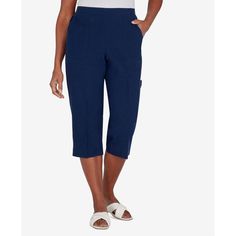 Calypso Plus Size Perfect For Your Weekend Getaway, Our Classic Fit, Cotton Sheeting Women's Capri Features A Flat-Front, Elastic Back Waistband For Extra Comfort, Patch Pockets, And A Cargo Pocket With A Button Detail. Approximate Inseam - 20.75" Runs True To Size, Order Your Normal Size Pull On Styling Cotton Machine Washable Imported Web Id: 13877426 Blue Capris For Summer, Cropped Leg Bottoms With Pockets For Summer, Cropped Leg Summer Bottoms With Pockets, Summer Cropped Leg Bottoms With Pockets, Fitted Capris With Pockets, Fitted Short Length Capris With Pockets, Blue Capri Bottoms For Spring, Blue Capri Length Pants With Pockets, Blue Capri Length Bottoms For Spring