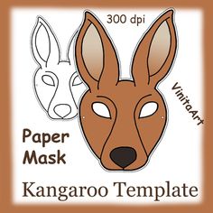 a paper mask with the words kangarooo template on it and an image of a deer's head