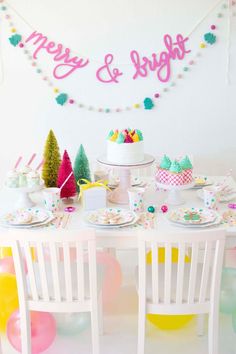 a table set up for a birthday party