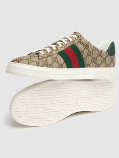 Find GUCCI Ace Gg Supreme Sneakers on Editorialist. 30mm Rubber sole. Canvas upper. Front lace-up closure. Green and red Web details. 'ACE' metal tag detail. Includes an extra pair of laces Supreme Sneakers, Red Web, Versace Brand, Metal Tag, Metal Tags, Sport Swimwear, Sports Sweatshirts, Crossbody Messenger Bag, Sports Accessories