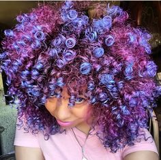 Wax Dye On Natural Hair, Pink And Black Curly Hair, Afro With Pink Highlights, Curly Dyed Hair Natural Curls Pink, Pink And Purple Mixed Hair, Pink And Purple Natural Hair Black Women, Colored Curly Hair, Pinterest Hair