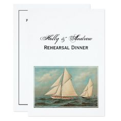 a card with two sailboats on the water