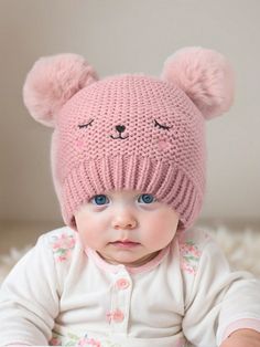 1pieces Baby Winter Hat Warm Toddler Beanies Cute Pompom Hats Knit Infant Beanie Baby Snow Hats For Baby Girl Pink Cute   Acrylic  Knit Hat   Kids Accessories, size features are:Bust: ,Length: ,Sleeve Length: Toddler Beanies, Baby Winter Hat, Infant Beanie, Baby Snow, Snow Hat, Toddler Beanie, Baby Winter Hats, Baby In Snow, Knitted Hats Kids