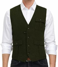 Mens Tweed Waistcoats Vintage Fishing Hunting Herringbone Vests Large XL XXL 3XL | eBay Mens Tweed Waistcoat, Groomsmen Party, Business Vest, Mens Tops Casual, Men Vest, Herringbone Vest, Tweed Waistcoat, Wedding Groomsmen, Hoodie Coat