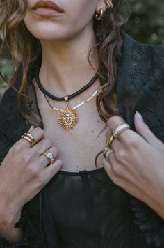 Medusa Leather Necklace .:. Gold Greek Mythology Medusa, Mythology Medusa, Greek Mythology Jewelry, Cord Choker, Statement Hoop Earrings, Small Gold Hoops, Good Omens, Statement Pendant, Layered Jewelry