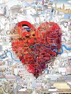 a heart shaped map with the london underground