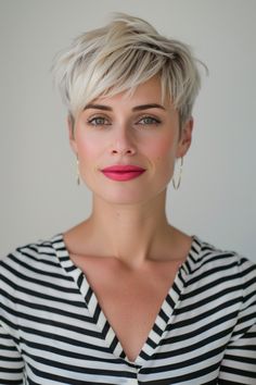 27 Stylish Pixie Haircut with Bangs Ideas for Women. Explore chic and versatile hairstyles that blend sophistication with trendy bangs! 💇‍♀️✨ #PixieHaircut #BangsHairstyles Long Fringe Pixie, Hair Long Fringe, Short Hair Long Fringe, Haircut Ideas With Bangs, Trendy Pixie Haircut, Pixie Haircut With Bangs, Trendy Bangs, Longer Pixie, Messy Pixie Haircut