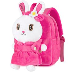 PRICES MAY VARY. PERFECT GIFT IDEA: Super soft plush backpack with cute stuffed bunny toy can be a perfect gift for toddler girls as a birthday gift,kindergarten entrance gift,school backpack,travel/picnic backpack. Sweet gift for various occassions like Easter,Christmas,Thanksgiving and other anniversaries. BACKPACK WITH DOLL: The size of the mini Backpack is 9.8*7.9*4.3 inches. Quality backpack and stuffed animal toy made of premium fabric with fine lingning and rich details; Durable and super Cute Plush Bags For Gifts, Cute Pink Softback Backpack, Playful Pink Softback Bag, Cute School Bag With Bunny Design, Pink Cartoon Backpack For Travel, Pink Kawaii Backpack Gift, Pink Backpack For Playtime And Back To School, Playful Pink Softback Backpack, Pink Cartoon Backpack For School