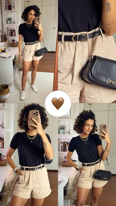 Look básico e arrumado usando t-shirt preta 🖤 Black T Shirt Outfit, Tee Shirt Outfit, Tshirt Outfits, Casual Style Outfits, Shirt Outfit, Black Tshirt