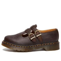 (WMNS) Dr. Martens 8065 Crazy Horse Leather Mary Jane Shoes 'Dark Brown' 30914201 Shoes For Autumn, Doc Marten Mary Janes, Limited Edition Sneakers, Brown Leather Shoes, Crazy Horse