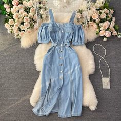 Materials: other Size: s, m, l Color: light blue, dark blue Looks Jeans, French Dress, Womens Denim Dress, Streetwear Summer, Korean Dress, Suspender Dress, Women Outfits, Medium Long, Casual Streetwear