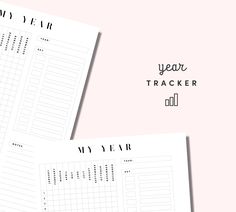 two new year's planner pages with the text, my year