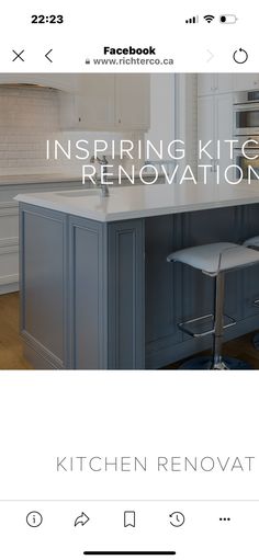 the kitchen renovation website is displayed on an iphone