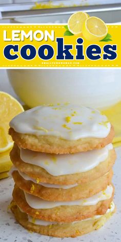 A tangy and sweet treat for spring! Soft with slightly chewy, crispy edges and a light lemon glaze, this is the BEST lemon cookie recipe. Put these easy iced lemon cookies on your Easter dessert ideas! Chocolate Chip Shortbread, Lemon Drop Cookies, Cookie Kingdom, House Wife, Summer Menu, Cookie Spread, Lemon Glaze, School Treats