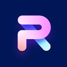 the letter r is made up of different colors and shapes on a dark blue background