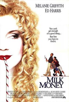 a movie poster for milk money with a blonde woman holding a candy cane in her mouth