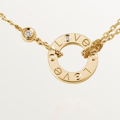 CRB7219500 - LOVE necklace, 2 diamonds - Yellow gold, diamonds - Cartier Cartier Love Necklace, Cartier Jewellery, Time And Patience, Cartier Necklace, Cartier Bracelet, Cartier Love, Double Chain, Timeless Jewelry, Love Necklace