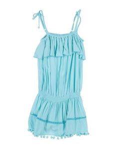 Plain weave Frills Contrasting applications Solid color Wide neckline Sleeveless Unlined No pockets Hand wash Dry cleanable Do not bleach Iron at 150° c max Melissa Odabash, Dress Girl, Stella Mccartney Kids, Plain Weave, No Frills, Matching Sets, Kids Dress, Stella Mccartney, Sky Blue