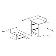 a drawing of an office desk with two drawers and one drawer on the bottom side