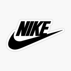 a black and white nike logo sticker