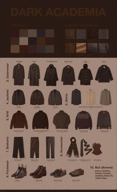 Outfit Ideas Dark Academia Male, Dark Brown Outfit Men, Brown Aesthetic Outfit Men, Dark Academia Men, Academia Aesthetic Outfit Men, Academia Look, Dark Academia Look, Style Dark Academia, Academia Aesthetic Outfit