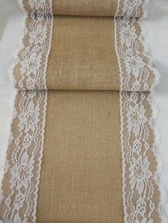 three pieces of burlock with white lace on them