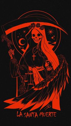 a red and black poster with a skeleton holding a guitar in it's hand