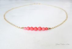 Beach Wedding Necklace, Coral Bridesmaid, Sparkly Necklace, Coral Bracelet, Beach Necklaces, Coral Earrings, Dainty Chain, Coral Jewelry, Jewelry Bridal