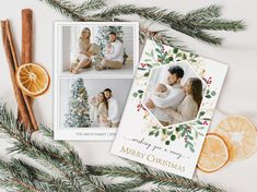 christmas cards with orange slices and cinnamon sticks