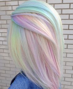 Colored Hairstyles, Pastel Rainbow Hair, Holographic Hair, Hair Colour Design, Pulp Riot Hair Color, Pulp Riot Hair, Rainbow Hair Color, Creative Hair Color