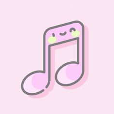 a pink music note with eyes drawn on it