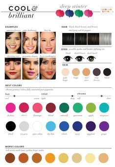 Winter Make-up, Winter Color Palette, Winter Typ