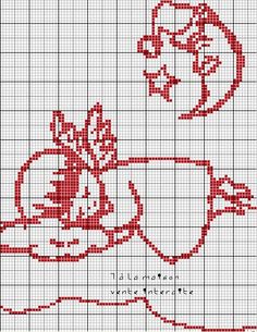 a cross stitch pattern with red and white designs