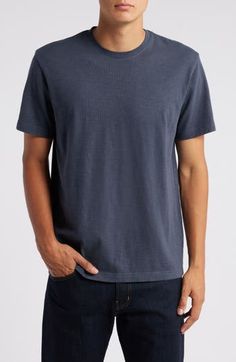 Softly slubbed cotton jersey brings an old-favorite feel to a T-shirt that adds a relaxed, comfortable finish to any casual look. Crewneck Short sleeves 100% cotton Machine wash, tumble dry Imported Cotton Crew Neck Top, Crew Neck Washed T-shirt For Casual Gatherings, Washed Crew Neck T-shirt For Casual Gatherings, Washed Cotton Tri-blend Tops, Washed Tri-blend Cotton Tops, India Ink, Casual Look, Casual Looks, Tee Shirts