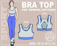 the bra top sewing pattern is shown