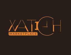 the watch marketplace logo is orange and black, with an orange clock on it's side