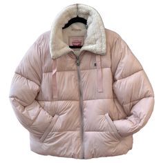 Levi’s Womens Puffer Jacket Pink Xl New With Tags Retail $120 On-Trend As Can Be, This Sherpa-Lined Puffer Jacket From Levi's Looks Mega-Cute With Your Favorite Jeans, And Keeps You Warm To Boot! Point Collar; Zipper Closure At Front Elasticised Cuffs Zipper Pockets At Hips Material & Care Machine Washable Shell: Polyester; Lining: Polyester Pink Puffer Winter Coat, Levis Pink Puffer, Womens Puffer Jacket, Pink Puffer Jacket, Dream Aesthetic, Levis Jacket, Puffer Jacket Women, Sherpa Lined, Lookbook Outfits