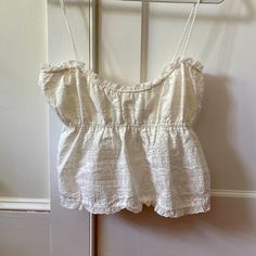 Never Worn Lace Detailing Adjustable Strings With Tassel Ends Color White, Tank Top, Womens Tops, Lace