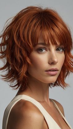 Reasons to Try an Asymmetrical Copper Red Bob This Fall 🍂 Copper Red Bob, Subtle Fall Hair, Red Bob Haircut, Natural Hair Fall, Red Hair Colors, Red Hair Trends, Copper Ombre, Long Hair Cut Short, Copper Red Hair