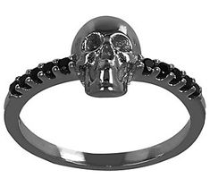 Showcase your bold, edgy style with this black spinel skull ring. From the Mistero Collection. Punk Black Rings For Halloween, Black Punk Rings For Halloween, Punk Black Ring For Halloween, Punk Style Black Skull Ring Gift, Gothic Black Rings With Skull Print, Gothic Black Skull Ring For Halloween, Halloween Black Skull Ring, Black Skull Ring For Halloween, Punk Style Black Skull Rings