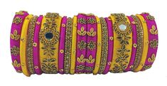 Special Bangles is an Indian artistic handcraft brand set out to create mesmerising designs that people would desire to keep and treasure. Every woman is a balance of Beauty, Power & Elegance and we at Bangles aspire to compliment & showcase this Balance. Indian Beauty resides in vibrant colours and soothing elegance, two things that traditionally don't mix together. Elegance demands tranquillity while Vibrancy demands energy, yet our culture, long ago, has learned how to paint the beauty of ele Silk Thread Necklace, Stone Mirror, Kundan Work, Kundan Bangles, Thread Necklace, Silk Thread Jewelry, Silk Thread Bangles, Thread Bangles, Gift Bracelet