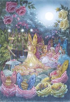 the fairy garden is depicted in this painting