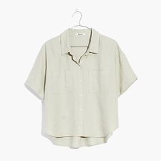 Really Cute Addition To Any Closet! It Is A Sage Green Button Down. More Cropped Than Traditional Button Down And Ends At The Waist. The Back Is A Little Longer. Can Be Dressed Up Or Down. Never Worn! Madewell Shirts, Long Sleeve Flannel, Matching Pants, Fit Body, Pocket Shirt, Madewell Denim, Sustainable Fabrics, High Point, Linen Blend