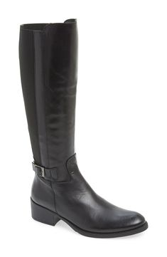 Tonal elastic panel insets ease the fit of an equestrian-inspired leather boot accented by a slender belt at the base of the shaft. Style Name:Toni Pons 'Tacoma' Tall Elastic Back Boot (Women). Style Number: 5003385. Available in stores. Fitted Calf Leather Boots With Buckle Closure, Business Boots With Buckle Closure, Fitted Office Boots With Buckle Closure, Fitted Business Boots With Buckle Closure, Classic Leather Knee-high Boots Medium Width, Leather Knee-high Boots For Business, Fitted Boots With Buckle Closure For Work, Leather Workwear Boots With Buckle Closure, Fitted Leather Knee-high Boots For Business