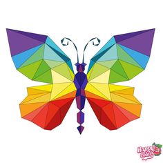 the colorful butterfly is made up of triangles