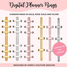 the digital planner rings are available in gold, rose and silver