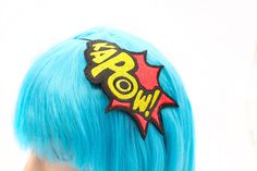 "Are you a super hero junkie? Than my KAPOW! Comic Book headband is the perfect geek chic addition to your secret superhero girls wardrobe. Use these accessories for an instant update on just about any hair style! ♥ Measures approx. 4.5\" across x 3\" high ♥ Designed by & exclusive to Kawaii Hair Candy ♥ Made in the USA ♥ Intended for use by adults only The use of vibrate candy colored threads and fabrics gives this a slightly shiny, bright quality. My hair accessories make the perfect gift for anyone! Thanks sooo much for visiting my Kawaii Hair Accessories Shop! <3 Much love, Dolly 🙂" Comic Book Bubble, Kawaii Hair Accessories, Kawaii Hair, Style Bubble, Sewing Elastic, Kawaii Hairstyles, Anime Accessories, Comic Book Style, Cute Headbands