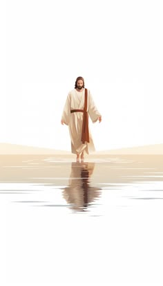 jesus walking across the water with his arms outstretched